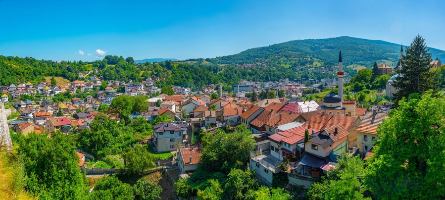 Panorama view of Travnik town in Bosnia and Herzegovina