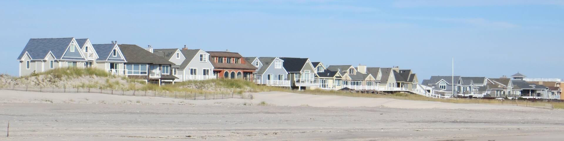 Beach Houses on the Beach at Cupsogue Beach County Park in Westhampton Beach, Long Island, New York