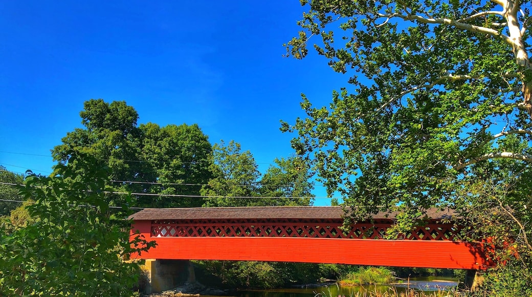 In Bennington Vermont there are many covered bridges that you can still travel on going over the rivers. This is the Henry Covered Bridge. It crosses the Walloomsac River. The bridges are from the 1800s and a beautiful unique site to see and travel over as most are still only big enough for one car to go through.