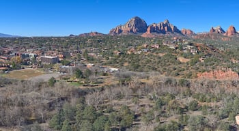 Uptown Sedona Arizona viewed from the Huckaby Trail on the far western edge of Mitten Ridge. Composed of 6 photos stitched together.