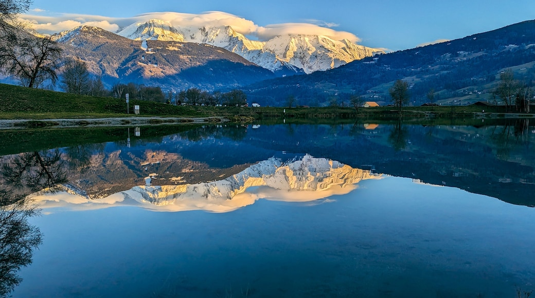 Sunset at Lac De Passy lake, France.