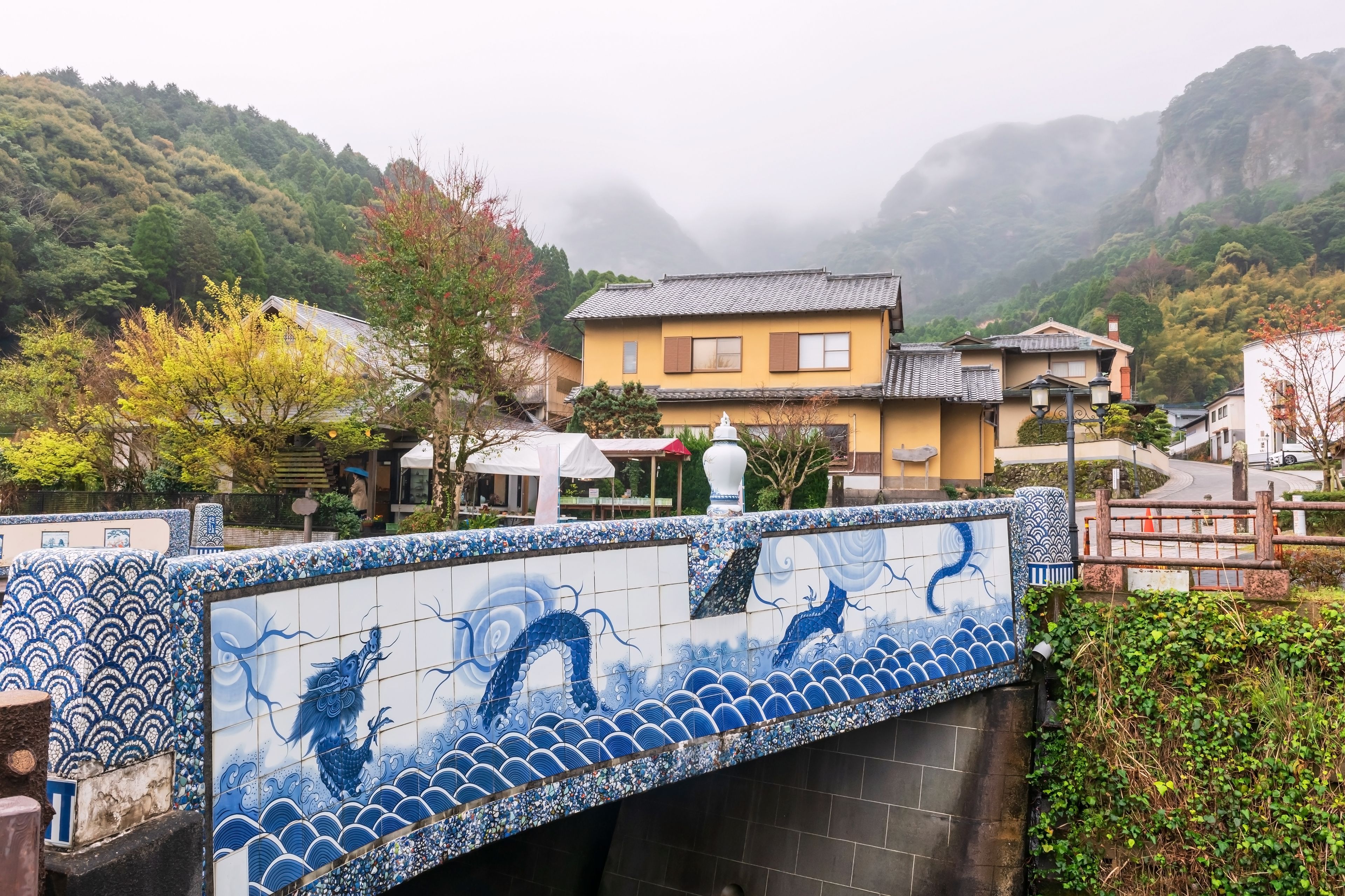 Okawachiyama village bridge with porcelain ceramic, Imari, Saga