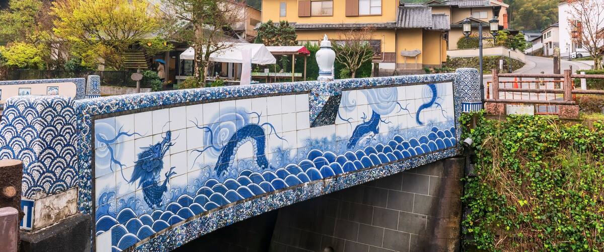 Okawachiyama village bridge with porcelain ceramic, Imari, Saga