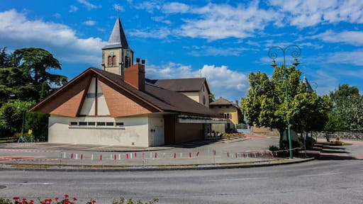 Beautiful village Neuvecelle not far from Evian-les-Bains on the banks of Leman Lake (east of France). Haute-Savoie department in the Auvergne-Rhone-Alpes region.