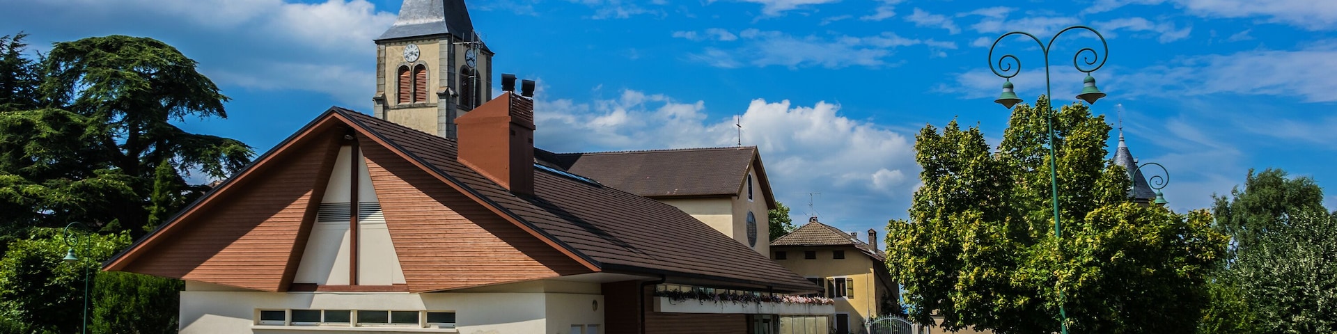 Beautiful village Neuvecelle not far from Evian-les-Bains on the banks of Leman Lake (east of France). Haute-Savoie department in the Auvergne-Rhone-Alpes region.
