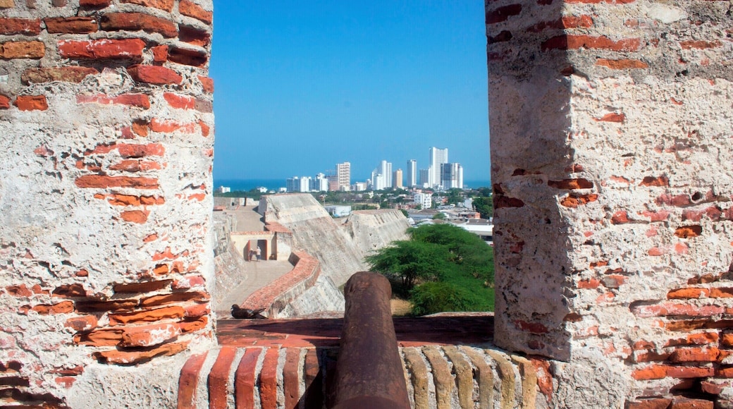 The view of the "new city" skyscrapers of Cartagena from the old fortress.