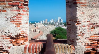 The view of the "new city" skyscrapers of Cartagena from the old fortress.