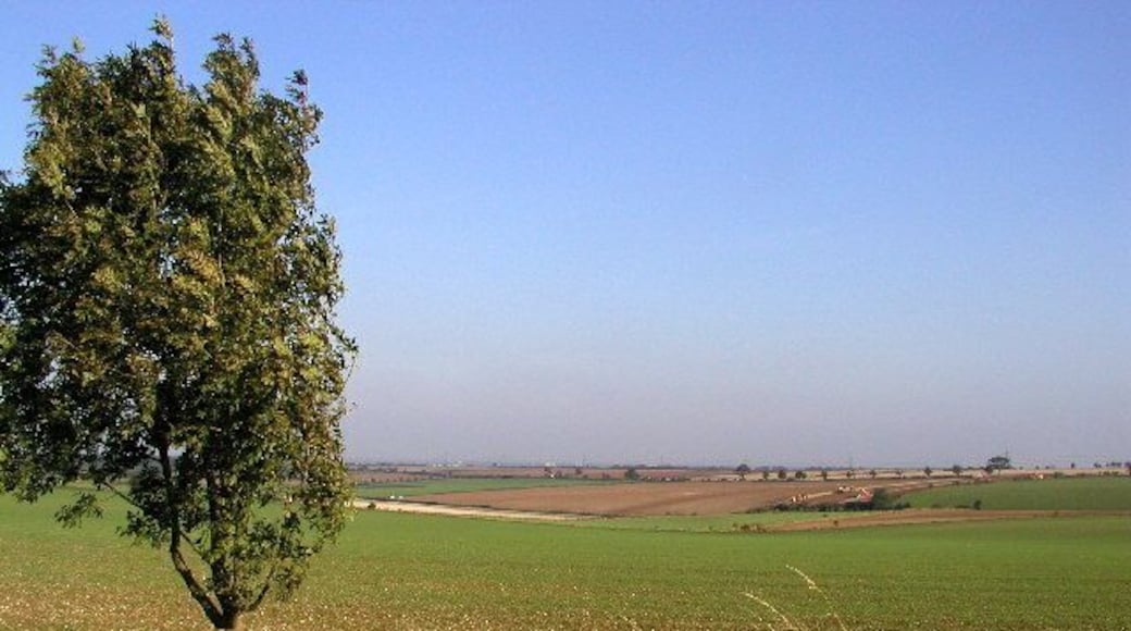From the Little Weighton to Walkington road, East Riding of Yorkshire, England. Looking over Wolds agricultural land towards the City of Hull in the distance. Photo taken at MR: SE98753475 looking eastwards.