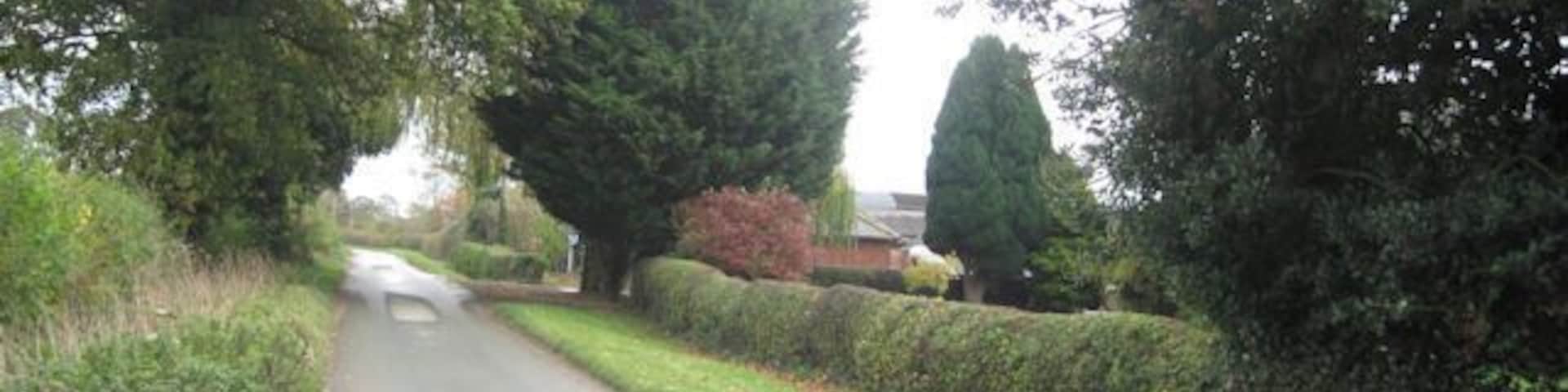 Domgay Lane Farm on left is opposite Domgay Hall