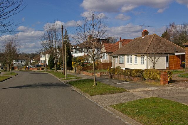 Sandhurst Road. This is a slight exception to the roads in this part of Orpington, which are generally named after public schools, which Sandhurst is not, even if it is still an educational establishment. This lower section of the road has a different character from the upper section - see 1762684.