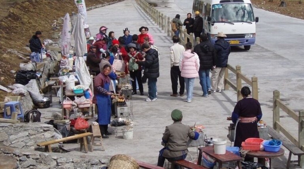 Tibetan BBQ lamb on the way back from the Siguniang Mountain. Spicy & it looks like Malaysia famous food - Satay