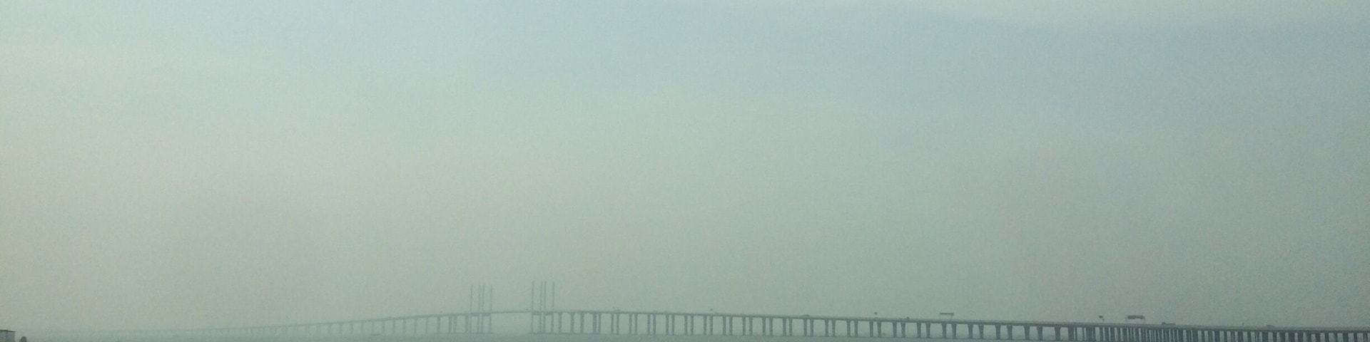 Jiaozhou Bay Bridge (or Qingdao Haiwan Bridge) is a roadway bridge in eastern China's Shandong province. As of December 2012, Guinness World Records lists the Jiaozhou Bay Bridge as the world's longest bridge over water. This picture was taken still on the bridge!