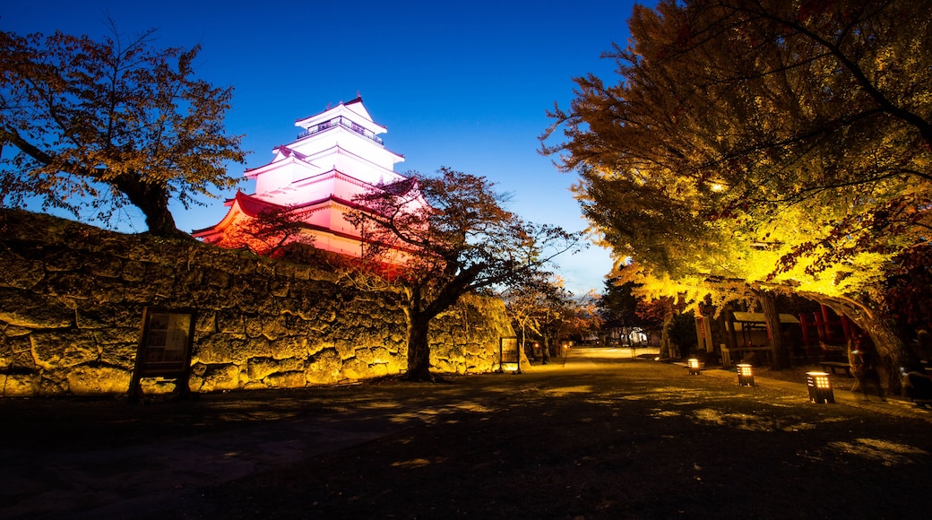 Tsuruga castle with light up in Aizu wakamatsu city, Fukushima, Tohoku, Japan.