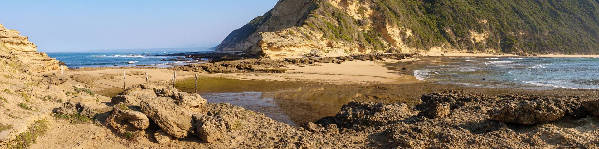 Coastal scene at Gericke's (Gerickes) Point at Swartvlei Beach near Sedgefield. Garden Route. Western Cape. South Africa