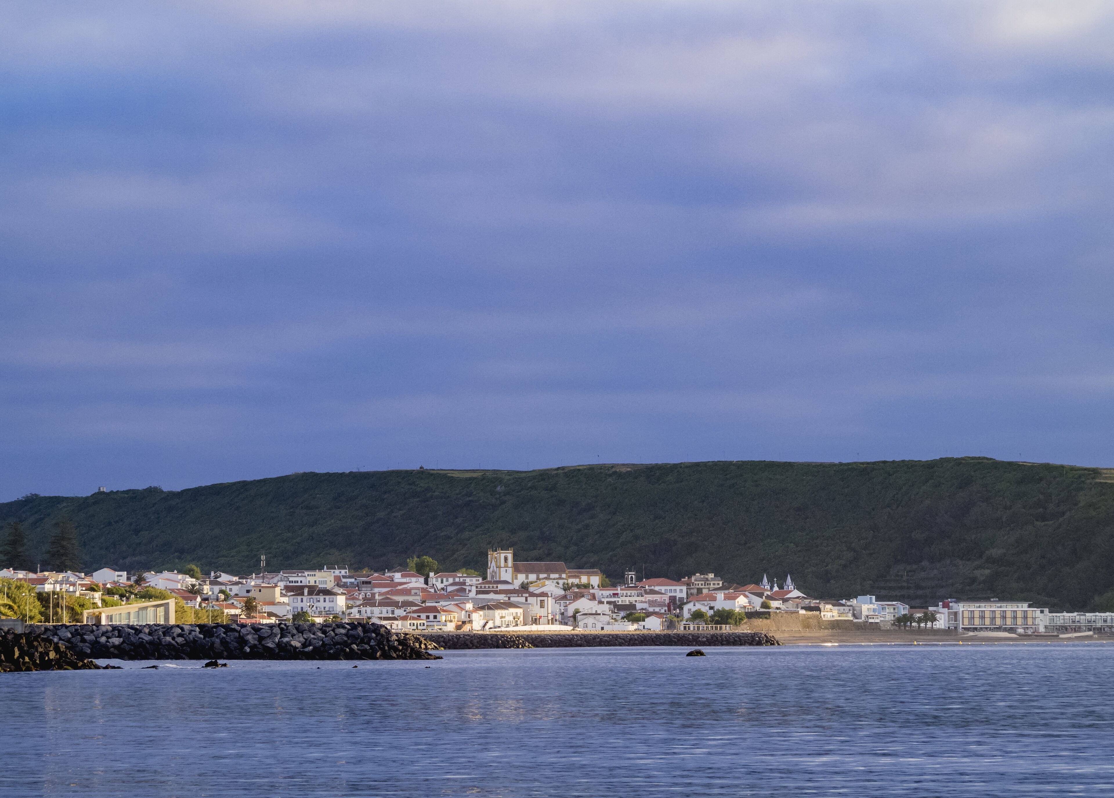View towards Praia da Vitoria, Terceira Island, Azores, Portugal