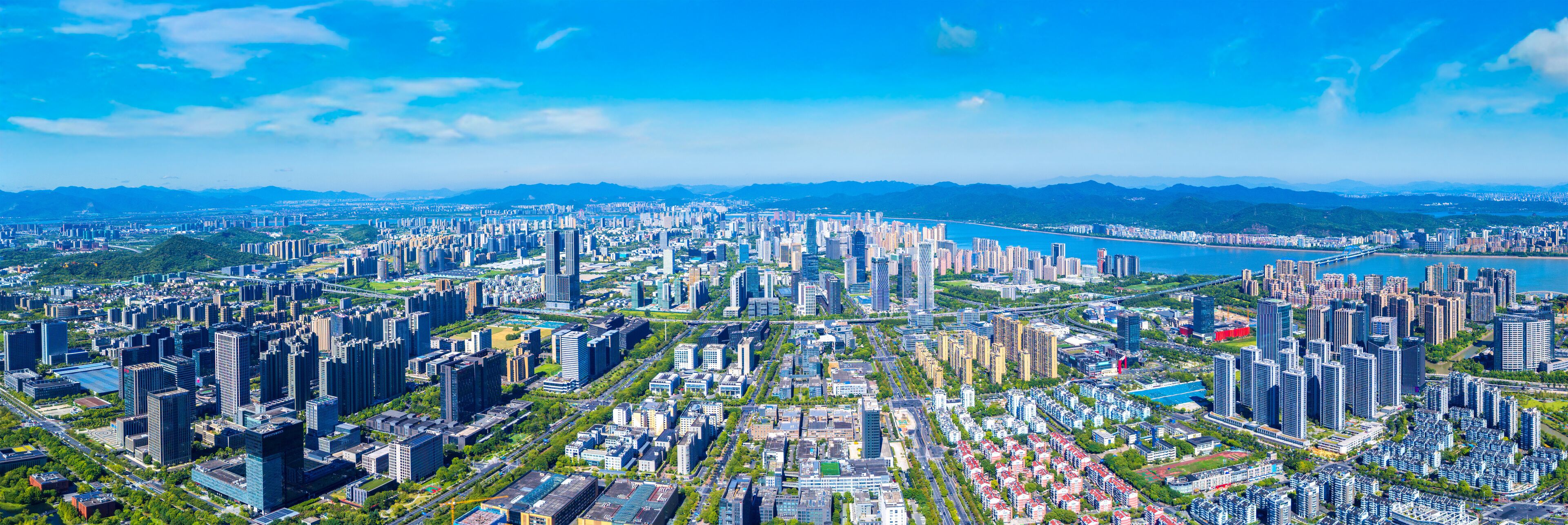 Cityscape of Binjiang District, Hangzhou, Zhejiang Province, China