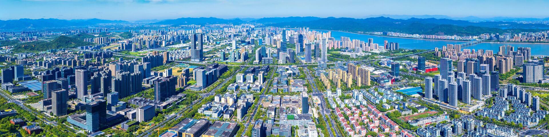 Cityscape of Binjiang District, Hangzhou, Zhejiang Province, China