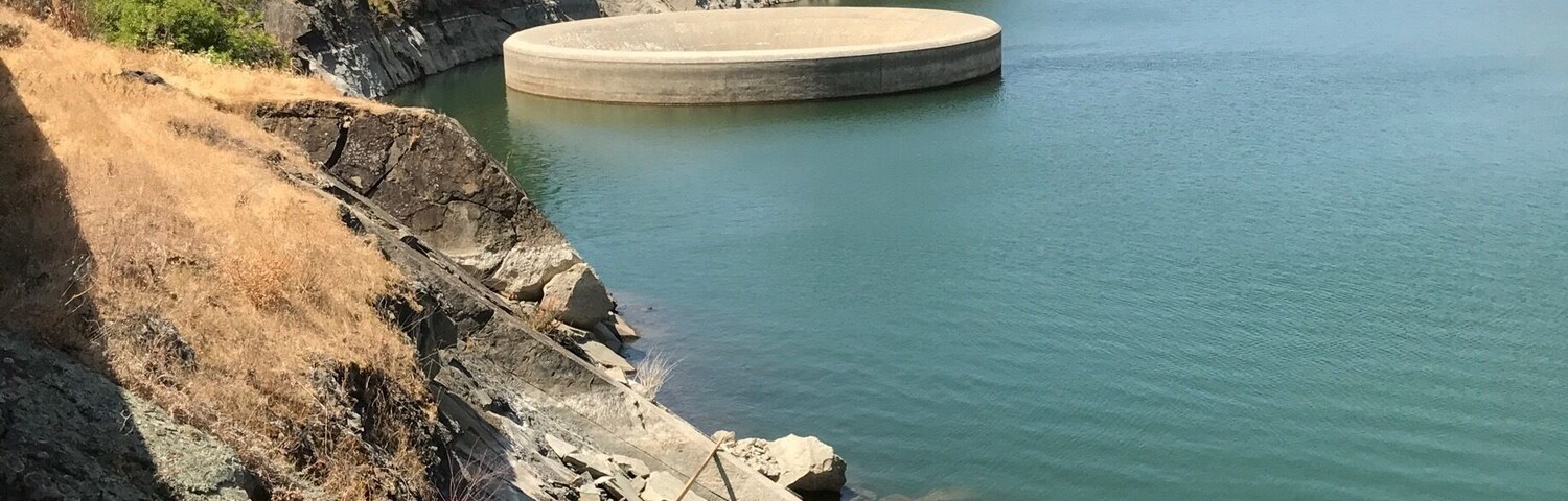 This is amazing when the water is higher. To make sure the lake doesn't flood it goes down that hole and gets drained to a a creek. You can look on YouTube to see what it does. #lakeberryessa #gloryhole #takeahike