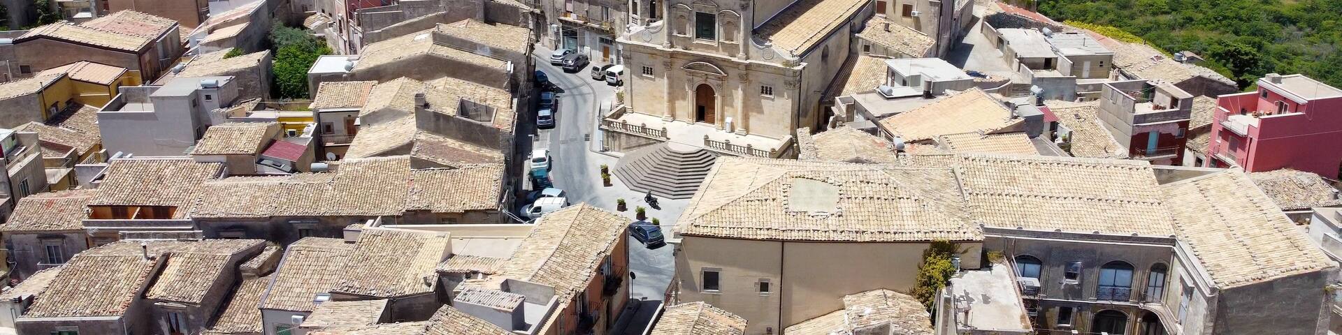 aerial pictures made with a dji mini 4 pro drone over Palazzolo Acreide, Sicily, Italy