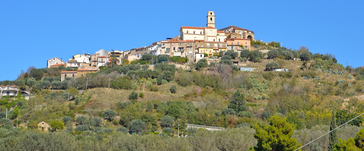 Province of Salerno, Italy, 10/21/2017. A narrow road between the old houses of a rural village.