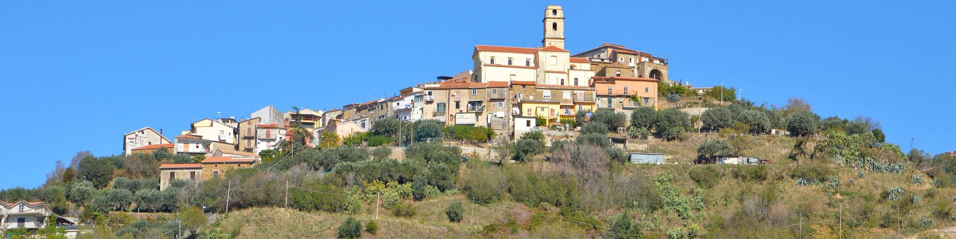 Province of Salerno, Italy, 10/21/2017. A narrow road between the old houses of a rural village.