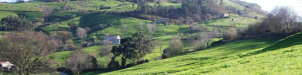 The Peaks of Rucandio or Busampiro, from left to right Cotillamón (399 meters) and Marimón (403 meters). Two hills known locally as Las Tetas de Liérganes (The Tits of Liérganes). Cantabria, Spain.