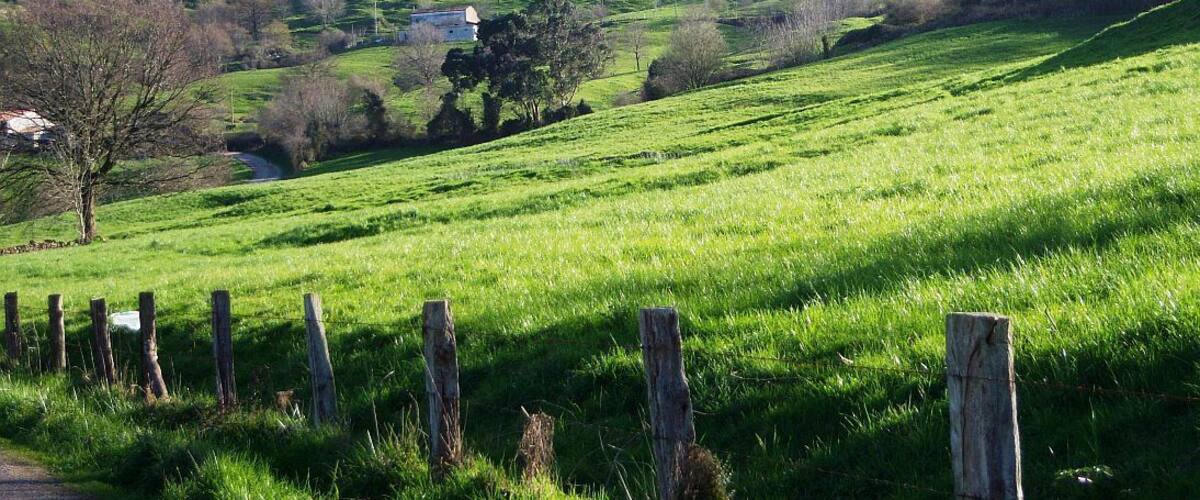 The Peaks of Rucandio or Busampiro, from left to right Cotillamón (399 meters) and Marimón (403 meters). Two hills known locally as Las Tetas de Liérganes (The Tits of Liérganes). Cantabria, Spain.