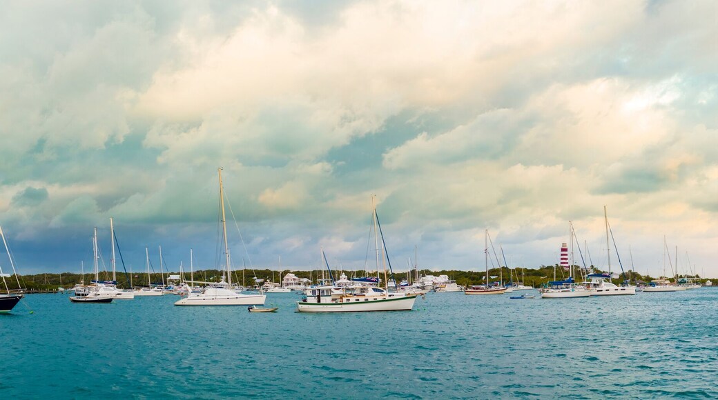 Panorama of the harbor in Hopetown, Bahamas.