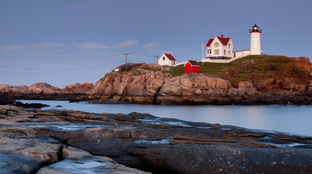 Nubble Lighthouse at sunset, Cape Neddick, Maine, USA