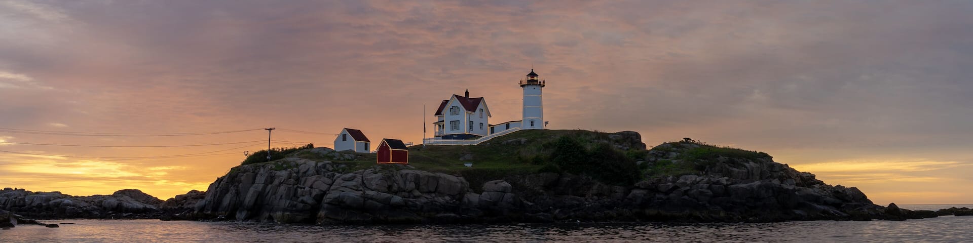 Nubble Lighthouse at sunrise, Cape Neddick, York, Maine