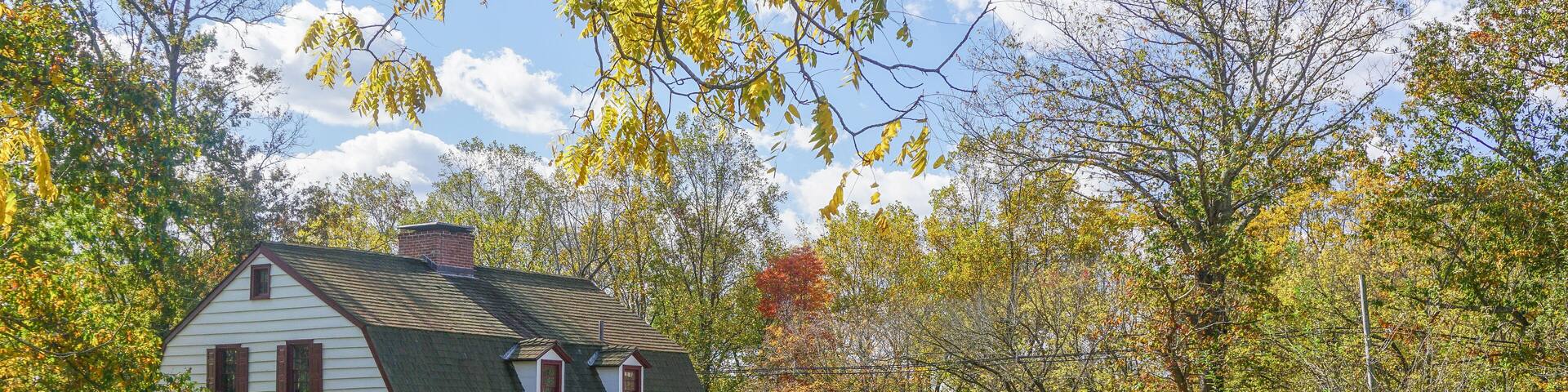 Washington Crossing, Titusville, NJ: Johnson Ferry House (c. 1740), at the site of George Washington's crossing of the Delaware River, December 1776.