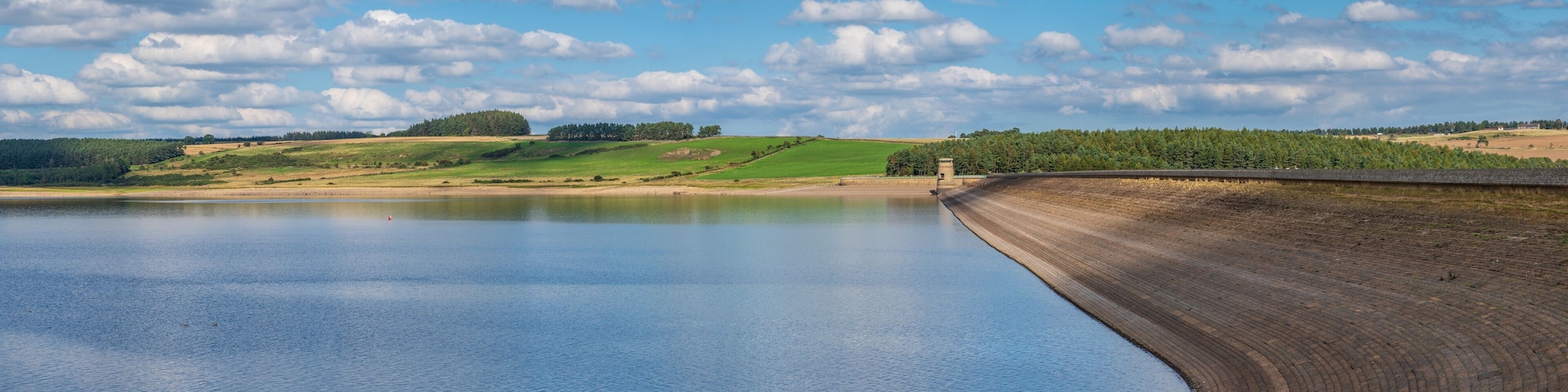 The dam of the Derwent Reservoir, County Durham, England, UK