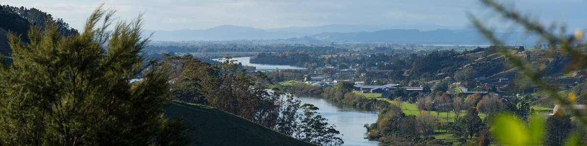 View of Huntly, a town in the North Island of New Zealand