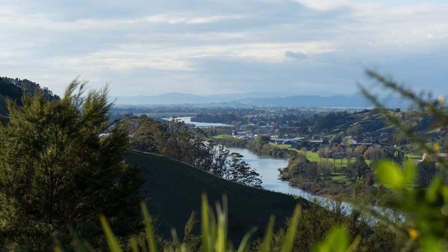 View of Huntly, a town in the North Island of New Zealand