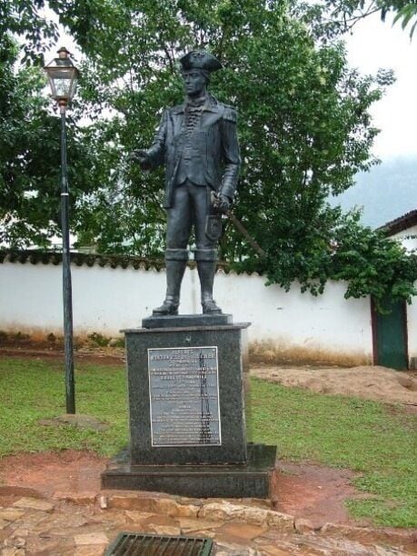 Statue of Brazilian national hero Tiradentes (the dentist) in the colonial town bearing his name.