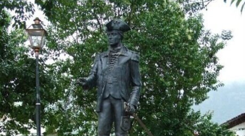 Statue of Brazilian national hero Tiradentes (the dentist) in the colonial town bearing his name.