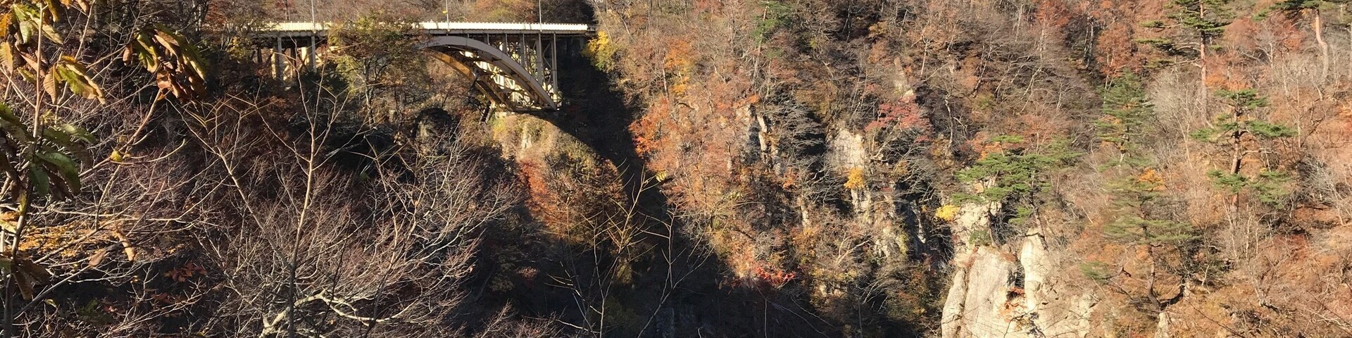 An impressive gauge in Miagi north of Japan showing the beautiful colours of Autumn.