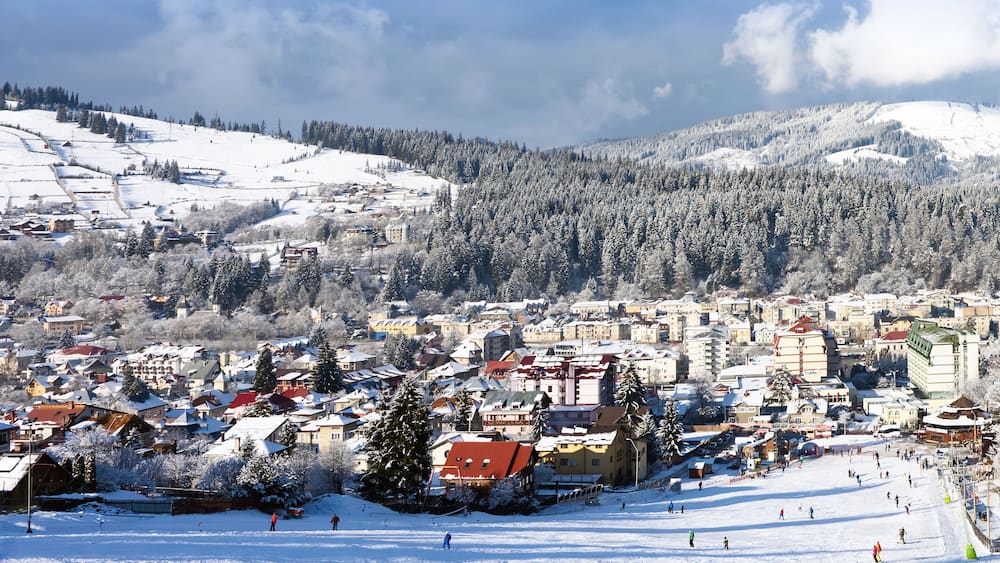 Vatra Dornei in winter time with snow