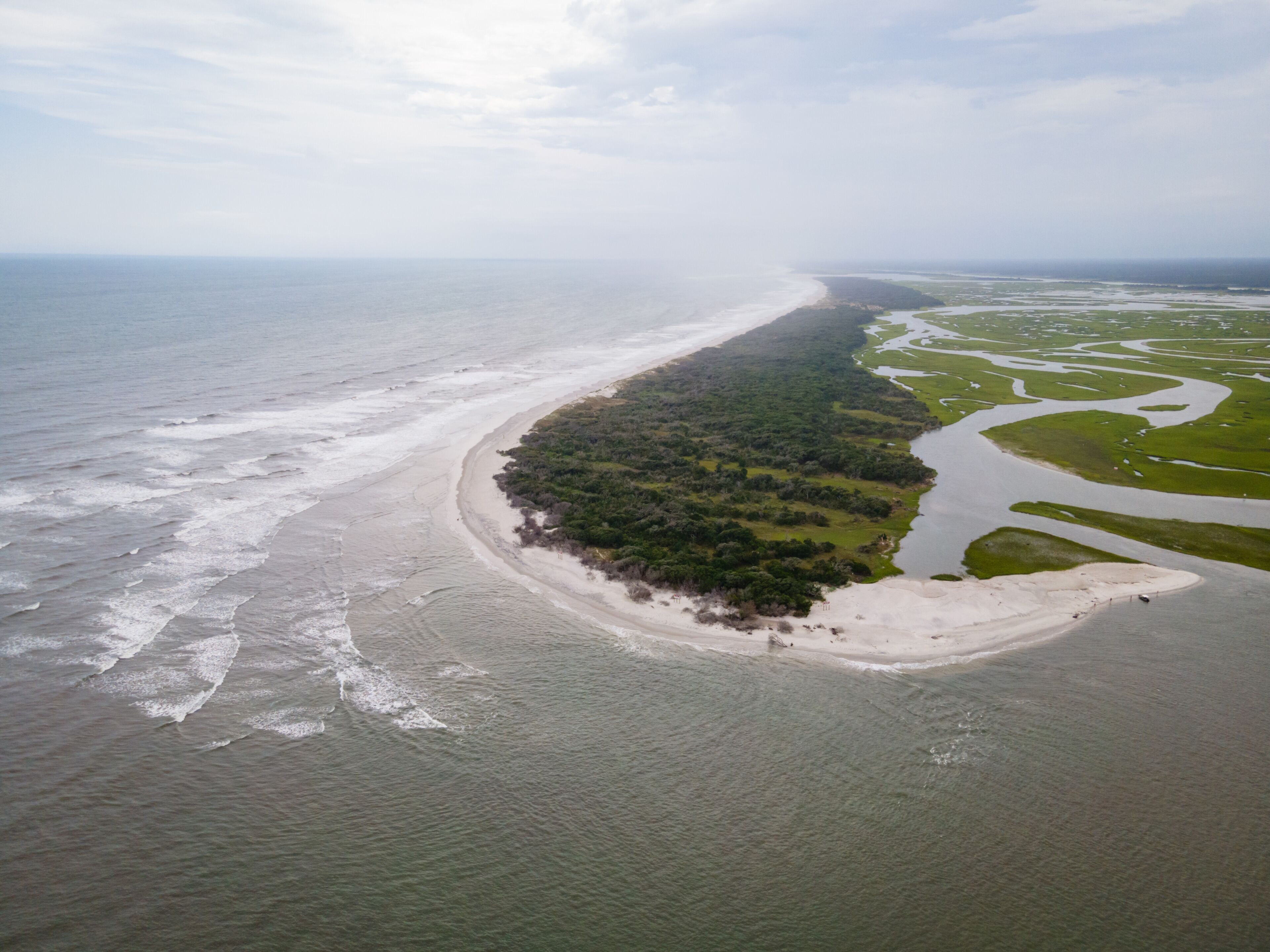 Aerial View of the Oceanfront near Bear Inlet in Onslow County North Carolina