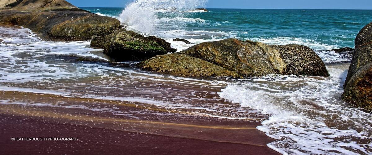 These are the remote beaches of Kirinda, Sri Lanka. We spent hours walking along the sand in what felt like our own, private paradise. I could have photographed the waves crashing vigorously into the boulders jutting out of the sand.