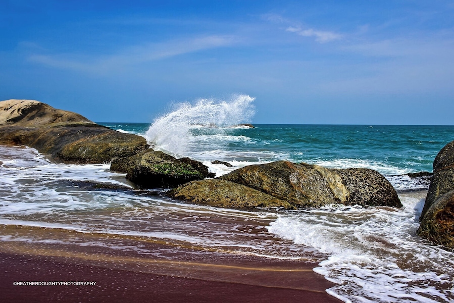 These are the remote beaches of Kirinda, Sri Lanka. We spent hours walking along the sand in what felt like our own, private paradise. I could have photographed the waves crashing vigorously into the boulders jutting out of the sand.