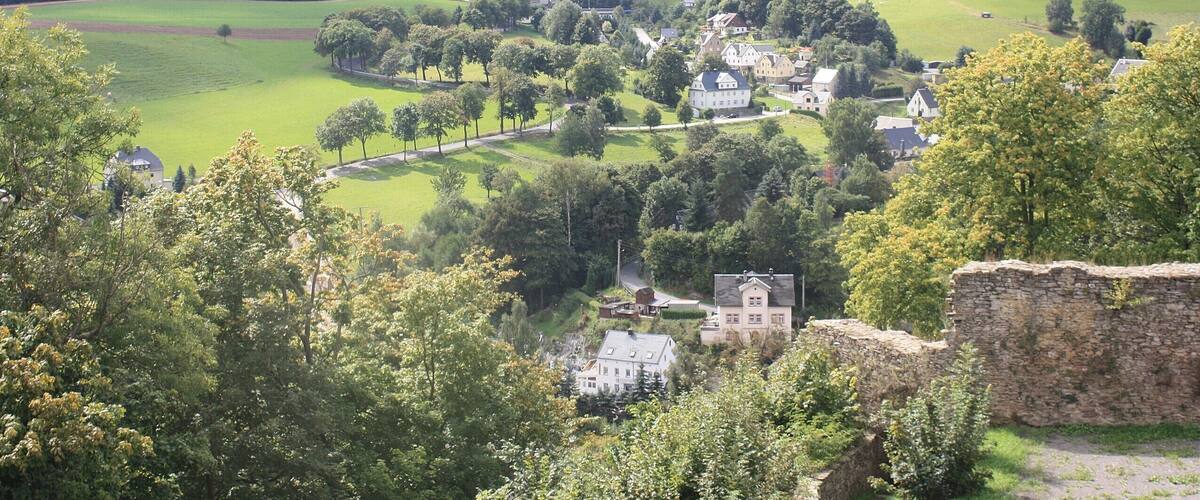 Wolkenstein (Ore mountains), view from the castle to Schönbrunn