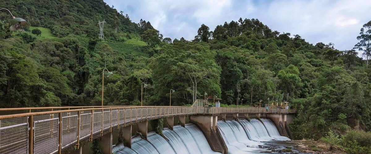 Andorinhas Waterfall, Antas dam 1, Lambari river. Poços de Caldas, Minas Gerais, Brazil. Long exposure photography.