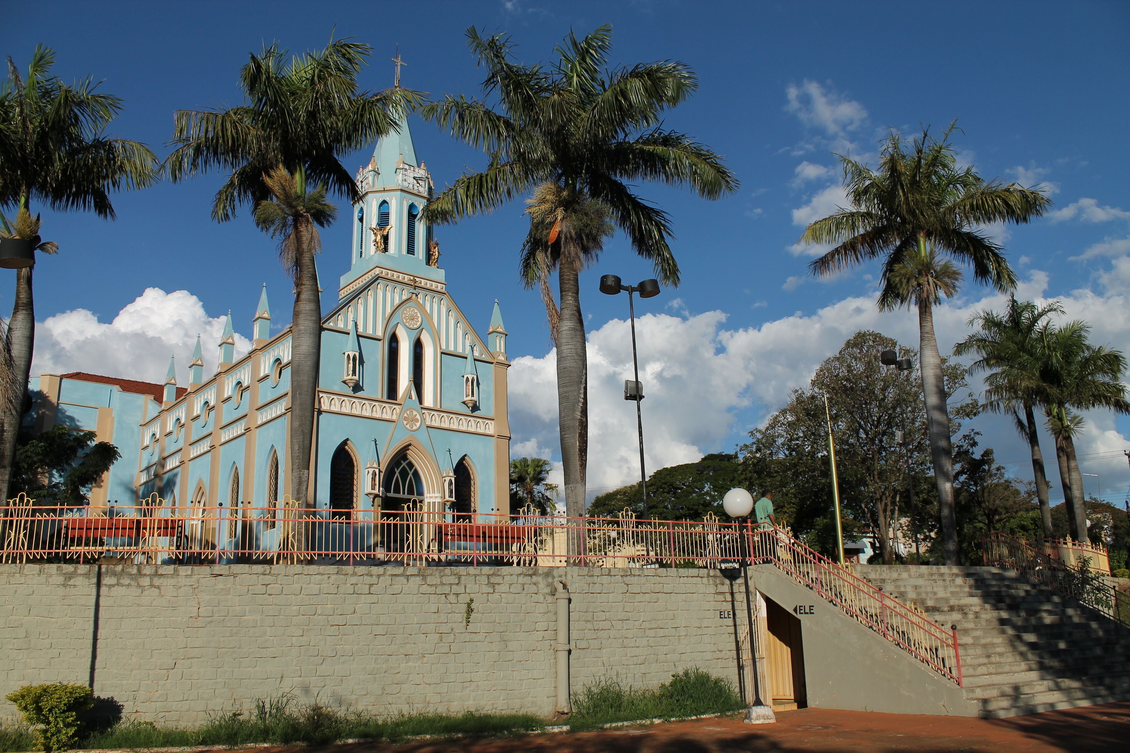 Old church and its square in a country town in Brazil - Ol√≠mpia - S√£o Paulo - Brazil