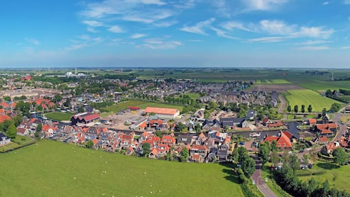 Aerial from the traditional town Workum in Friesland in the Netherlands