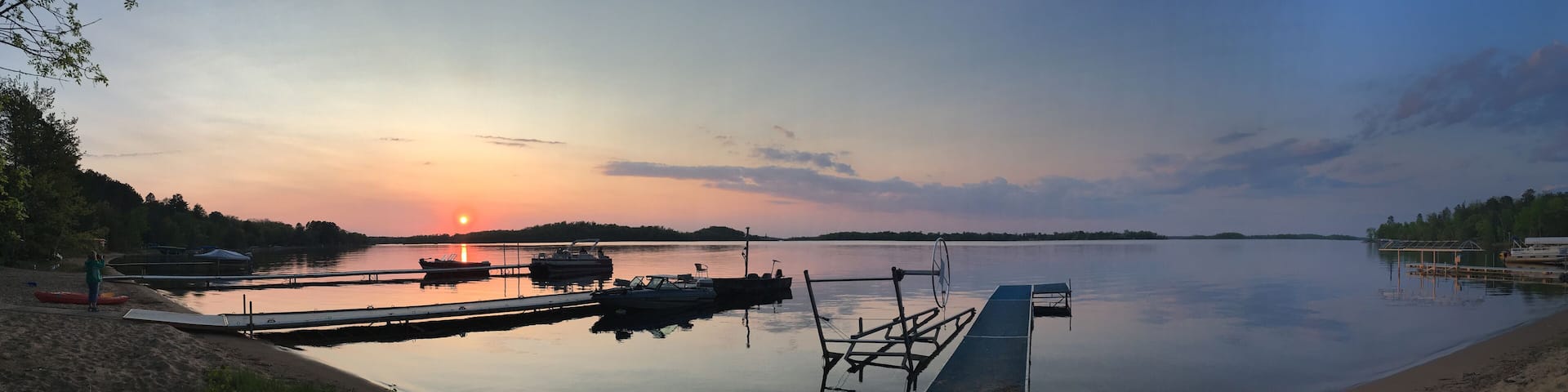 Big Sandy Lake in Minnesota at sunset panorama