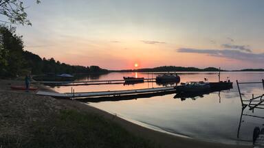 Big Sandy Lake in Minnesota at sunset panorama