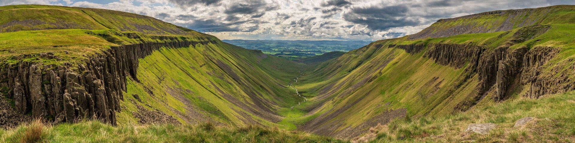 North Pennines landscape at the High Cup Nick in Cumbria, England, UK