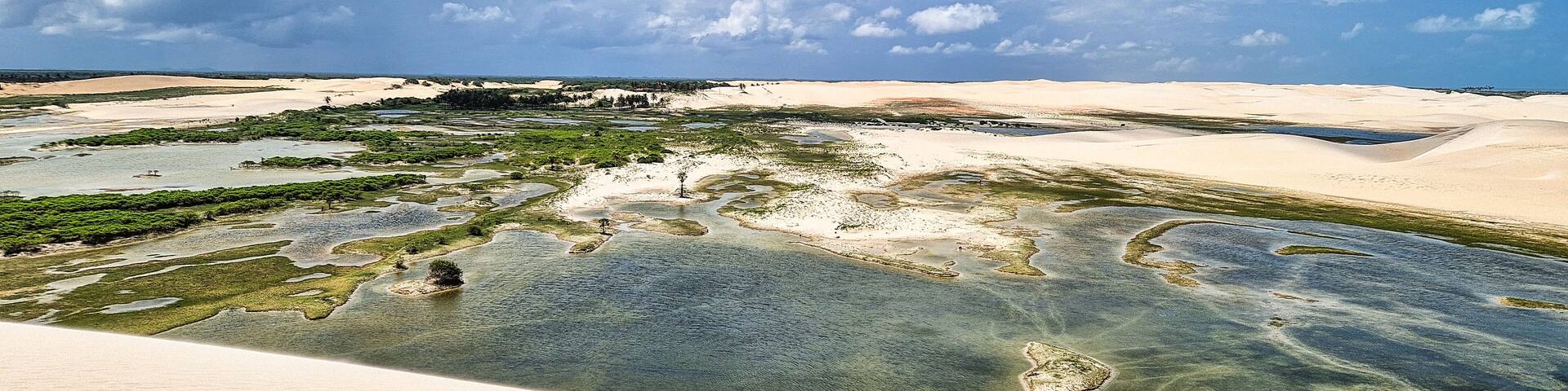 Buggy tour in the lagoon on the Funil Dune, Tatajuba Beach at Camocim, Jericoacoara, Ceara in Brazil