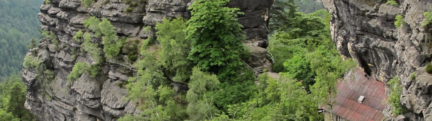 PravÄickĂĄ brĂĄna (Prebischtor) in a part of national park Bohemian Switzerland and national natural monument, DÄÄĂn District